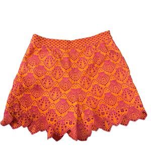 SALONI Women's Paige Shell-Embroidered Scalloped Shorts Size 6